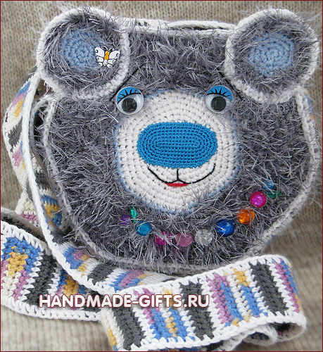 Детская вязаная сумочка Медведь сумка Мишка