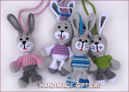 Вязанный крючком маленький Серенький Зайчик купить на Handmade-Gifts.ru